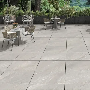 Aneto Grey 20mm Stone Effect Outdoor Porcelain Tile 60x90cm Matt