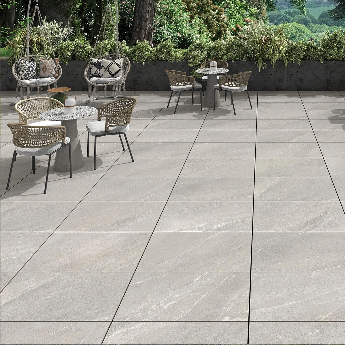 Aneto Grey 20mm Stone Effect Outdoor Porcelain Tile 60x90cm Matt