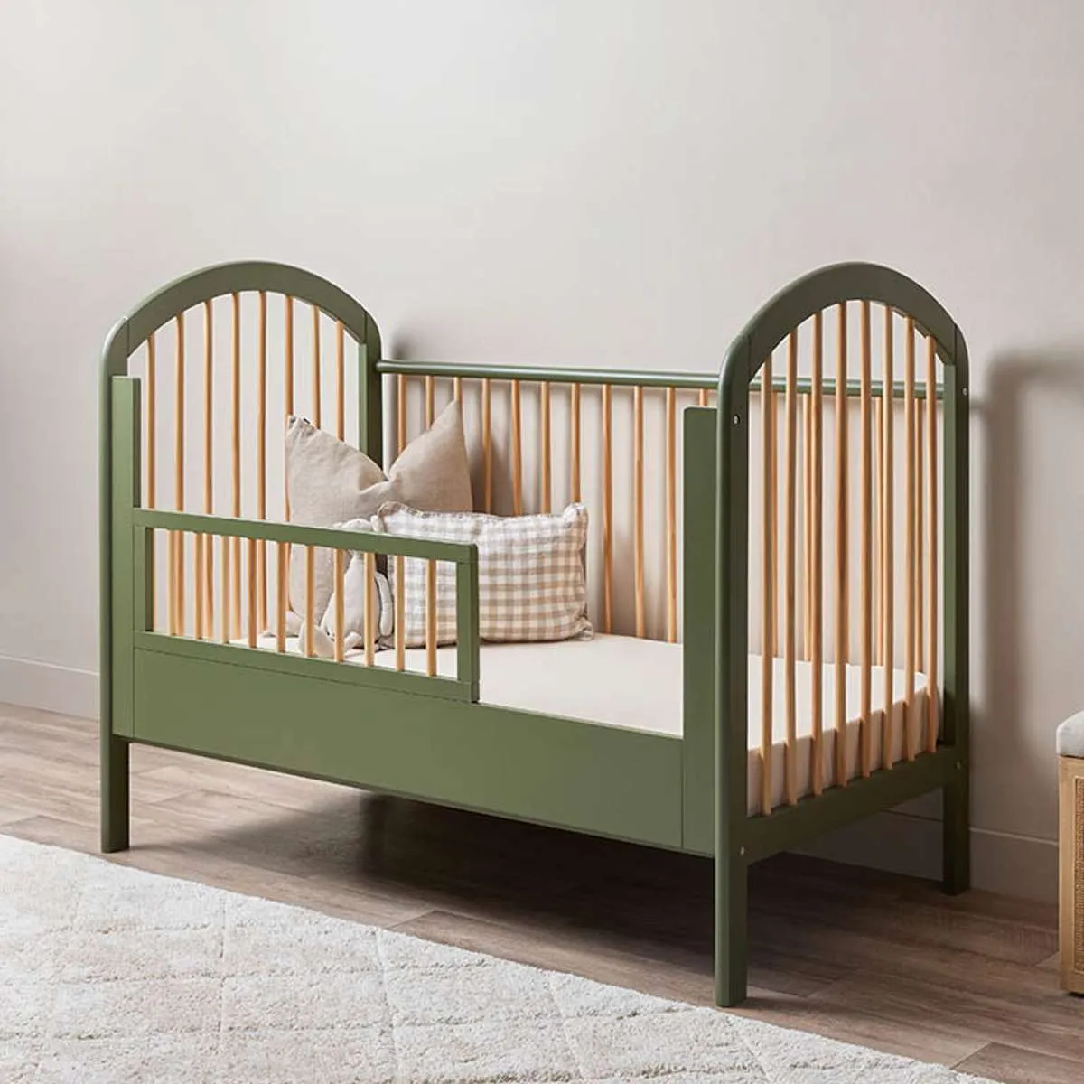 Archie Cot Toddler Bed Half Frame - Moss/Natural Mocka