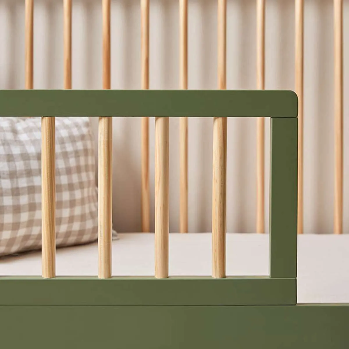 Archie Cot Toddler Bed Half Frame - Moss/Natural Mocka