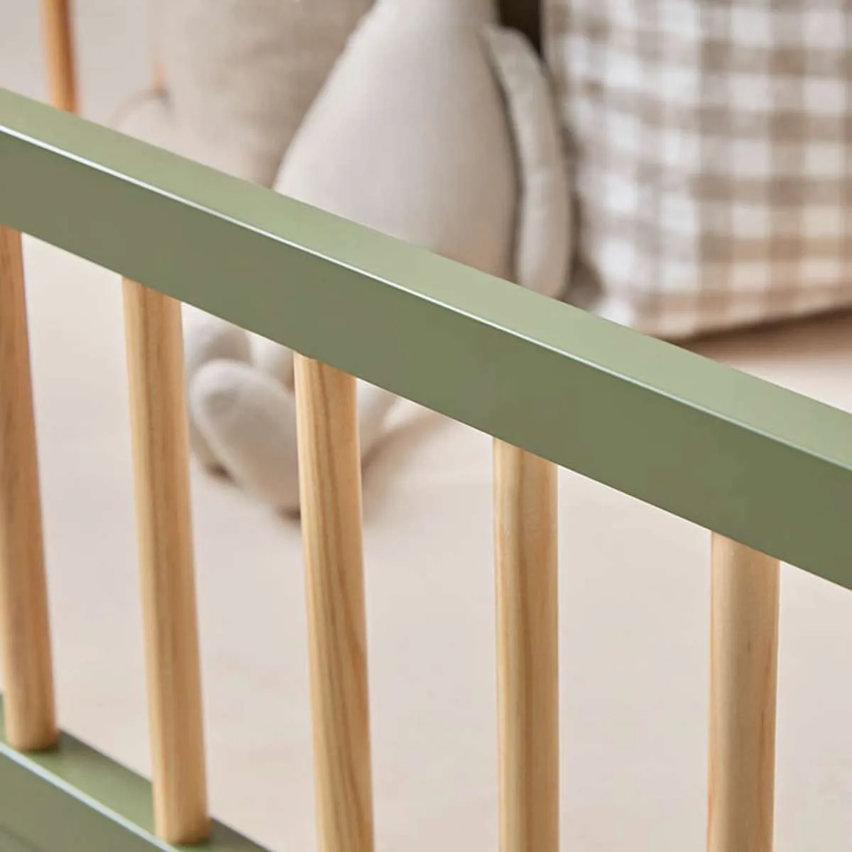 Archie Cot Toddler Bed Half Frame - Moss/Natural Mocka