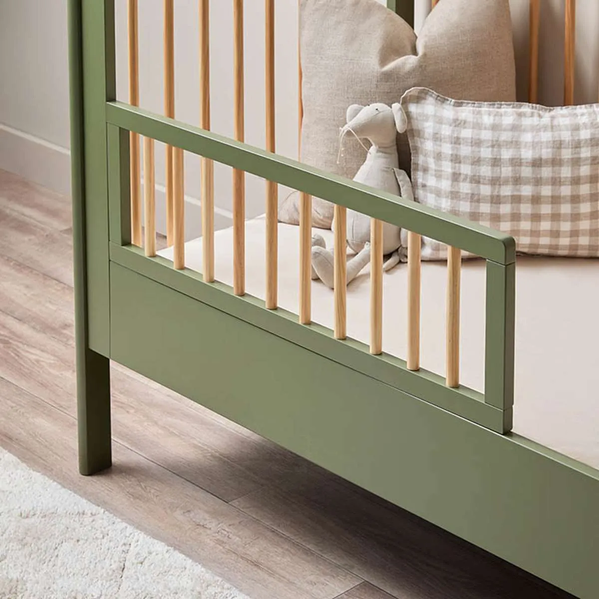 Archie Cot Toddler Bed Half Frame - Moss/Natural Mocka