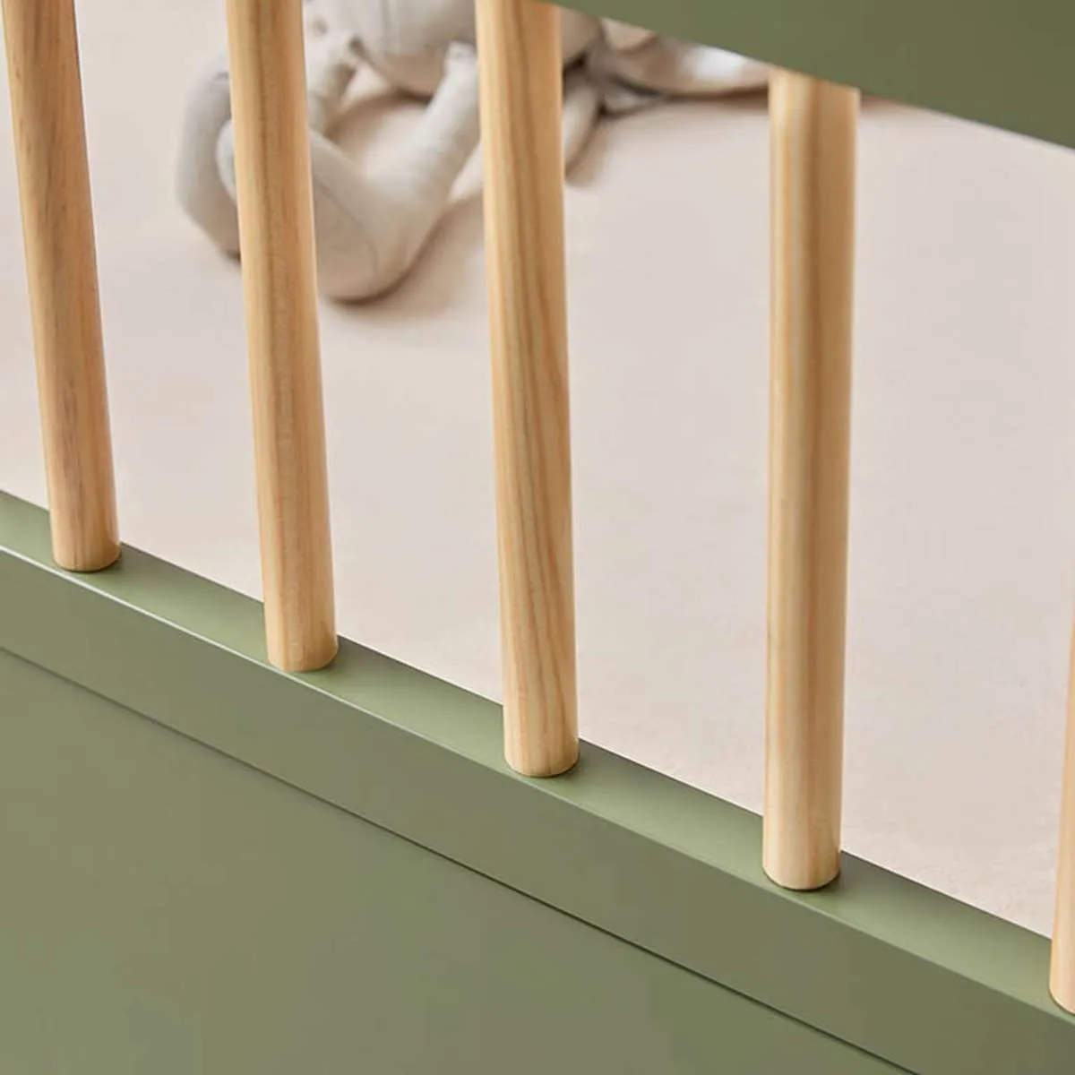 Archie Cot Toddler Bed Half Frame - Moss/Natural Mocka