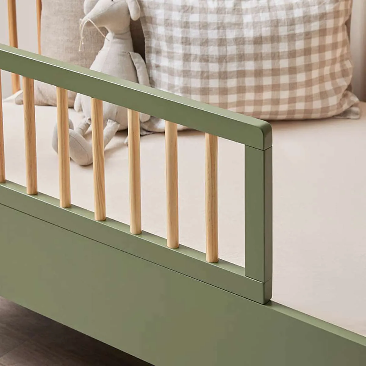 Archie Cot Toddler Bed Half Frame - Moss/Natural Mocka