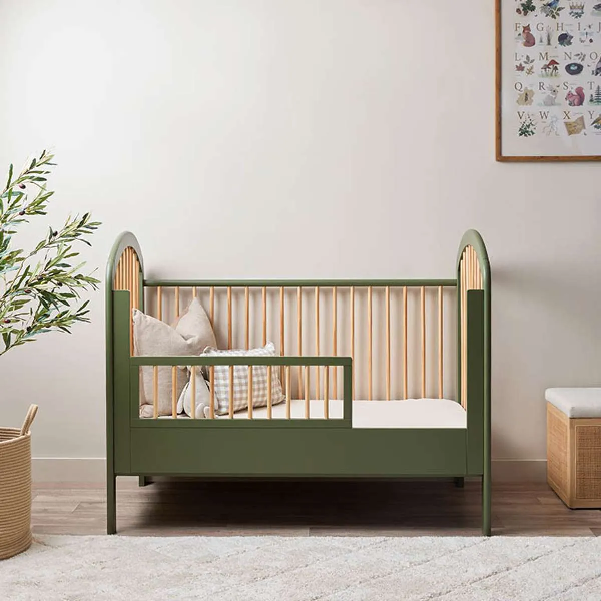 Archie Cot Toddler Bed Half Frame - Moss/Natural Mocka