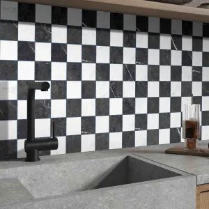 Chester Nero Marquina Marble Effect Porcelain Tile 10x10cm Matt