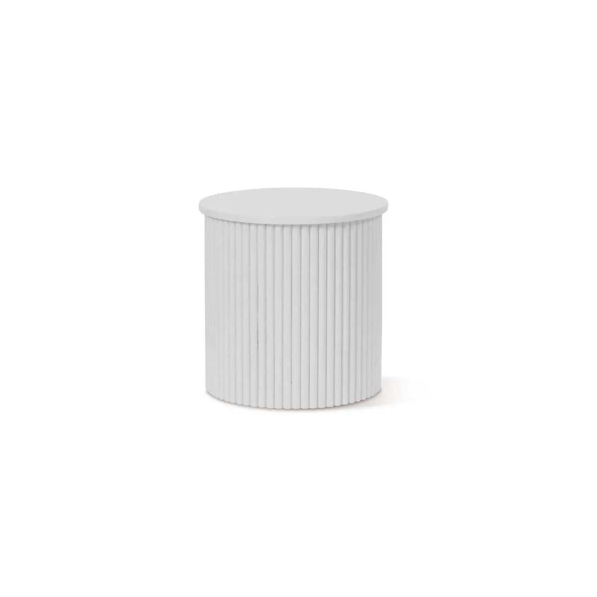 Eve Drum Side Table - White Mocka