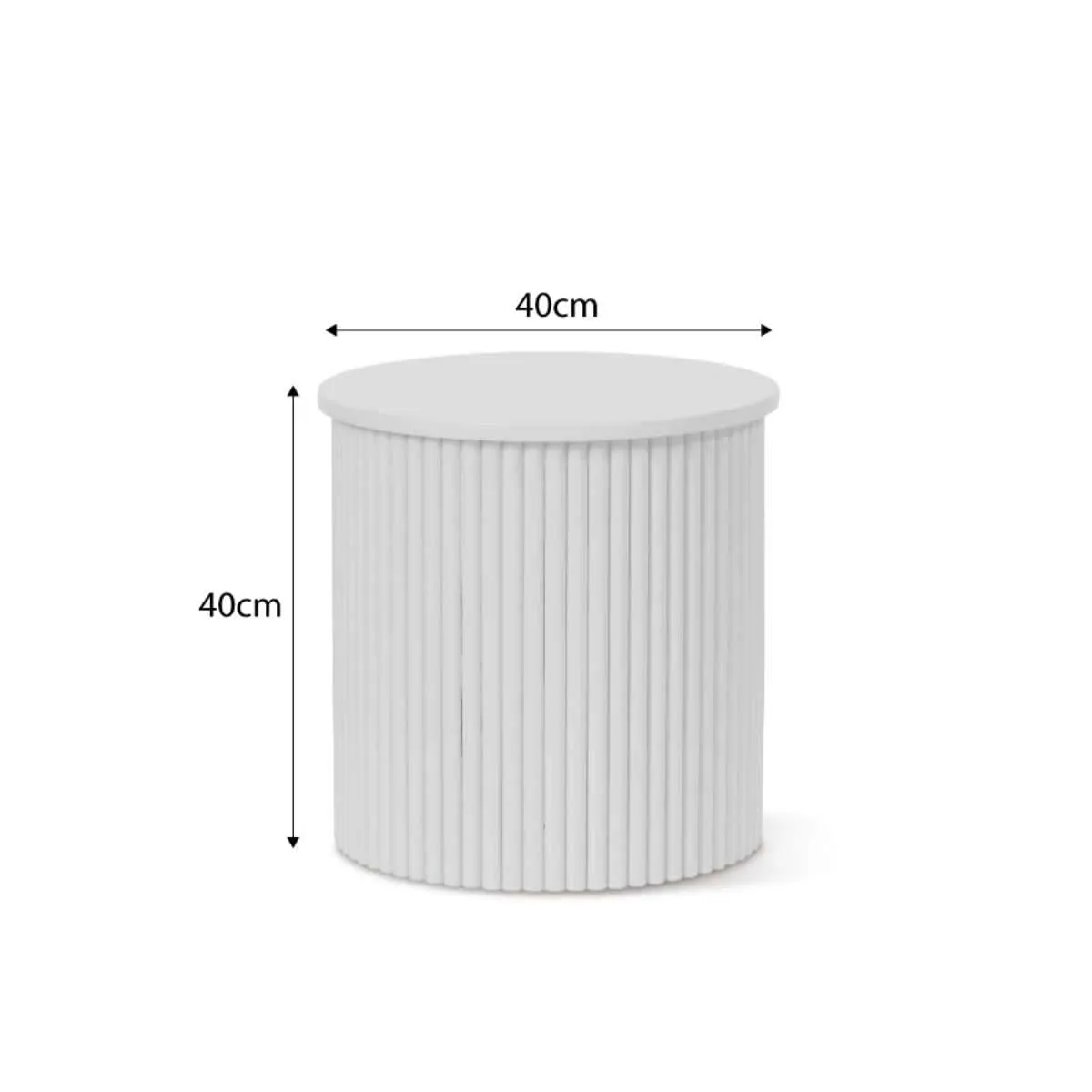 Eve Drum Side Table - White Mocka