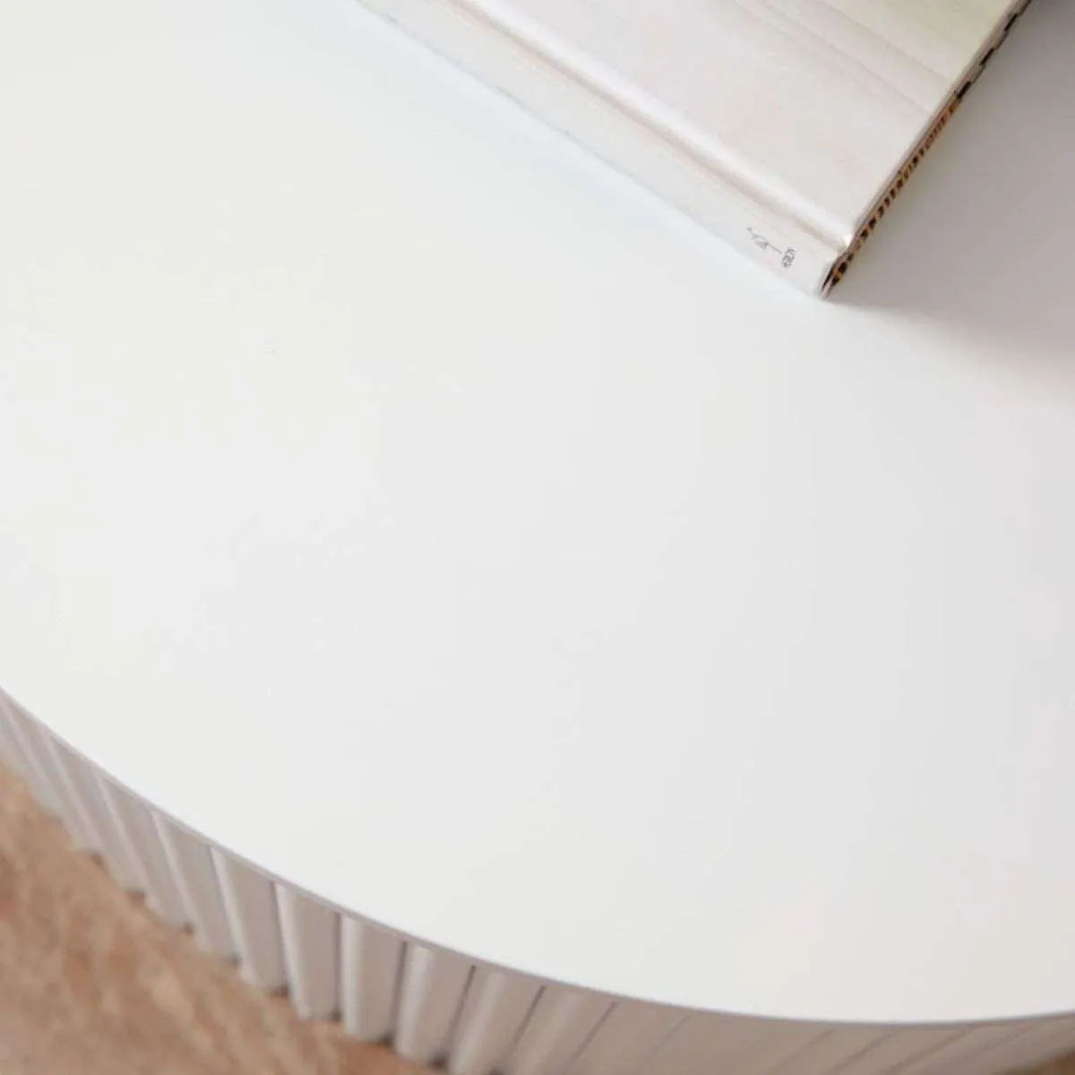 Eve Drum Side Table - White Mocka