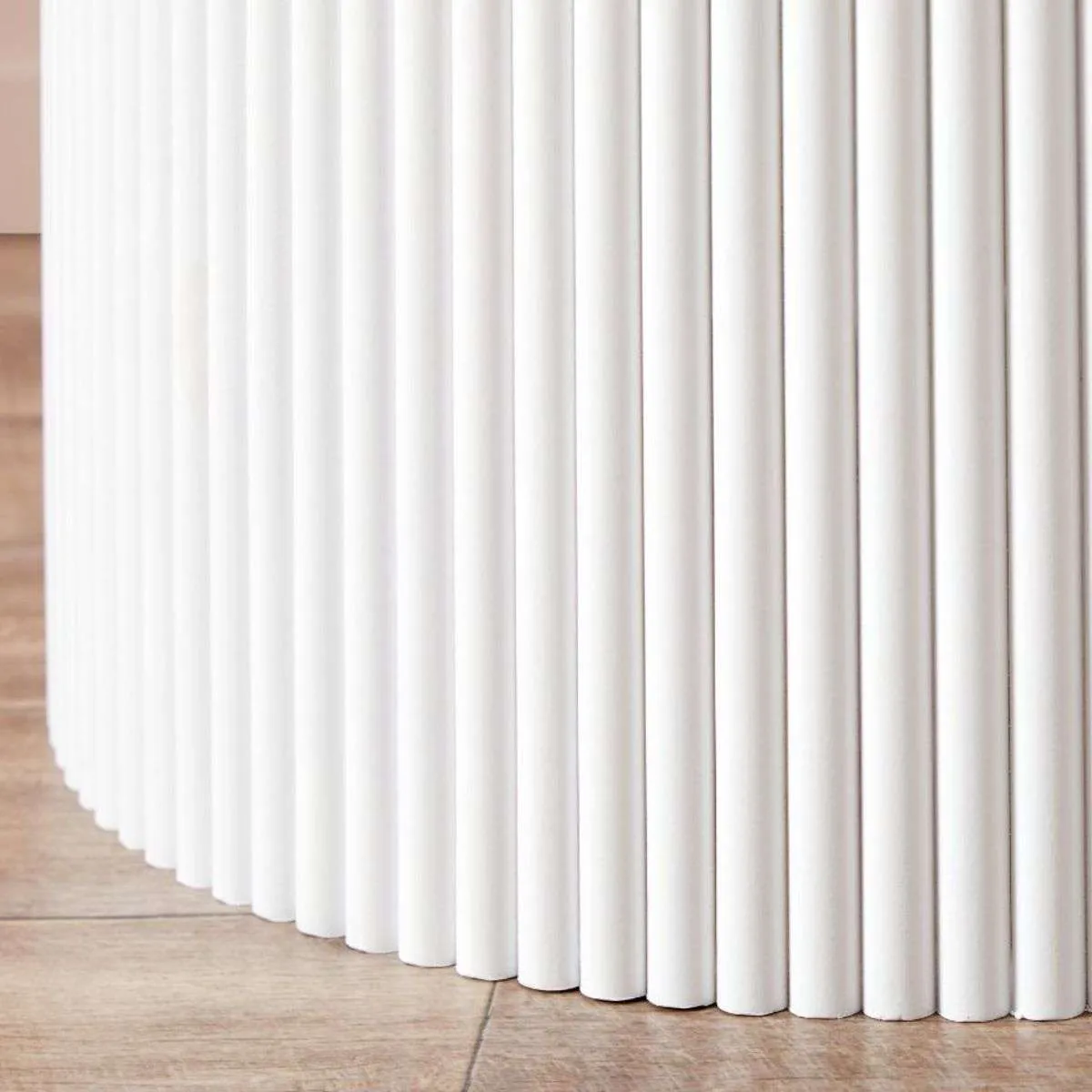 Eve Drum Side Table - White Mocka
