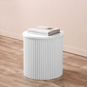 Eve Drum Side Table - White Mocka