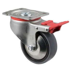 Fallshaw J-Castor 100 x 32mm Grey PU Swivel Brake 300kg