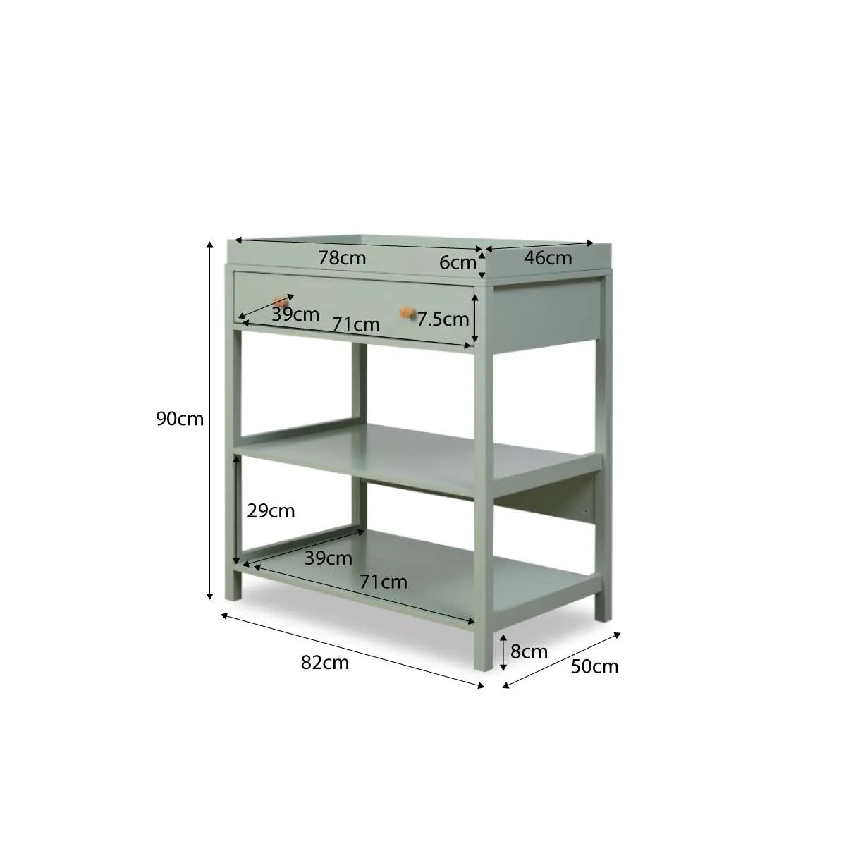 Mocka Change Table With Removable Top - Sage Green Mocka
