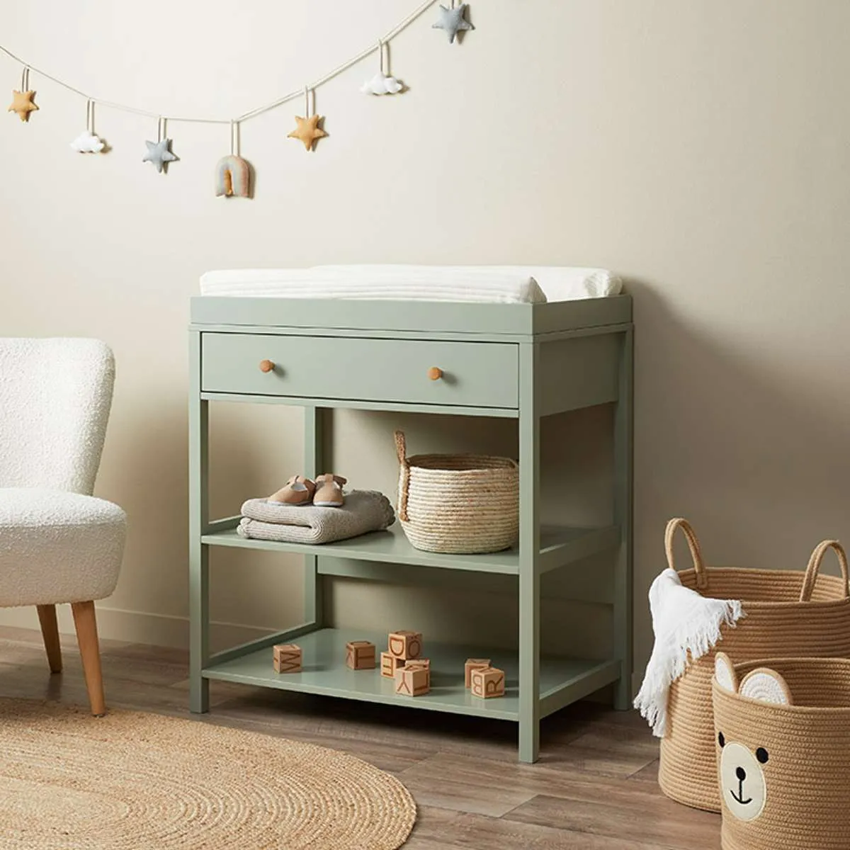 Mocka Change Table With Removable Top - Sage Green Mocka
