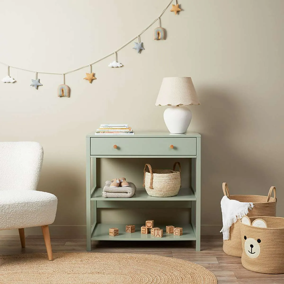 Mocka Change Table With Removable Top - Sage Green Mocka