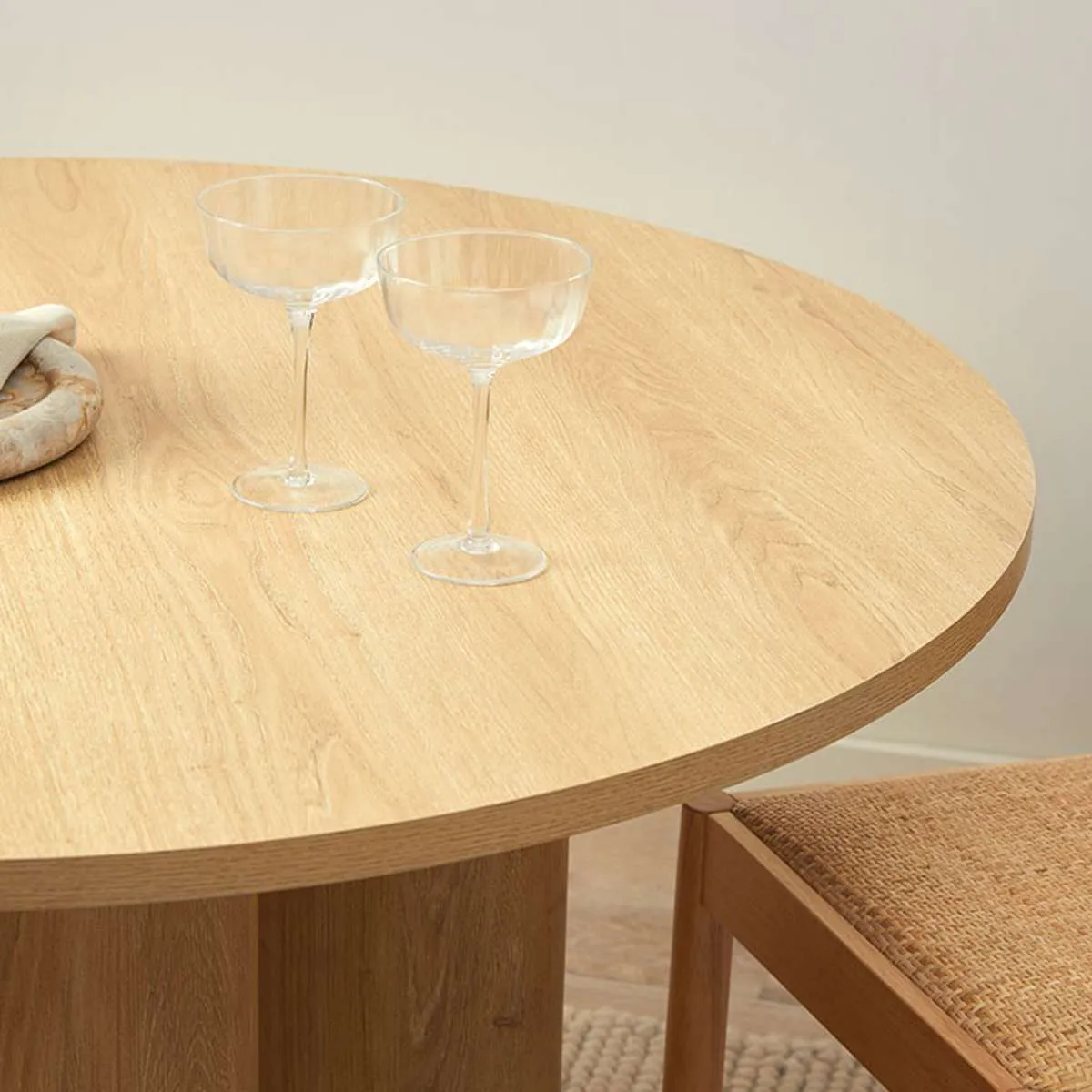 Otis Round Four Seater Dining Table - Natural Mocka