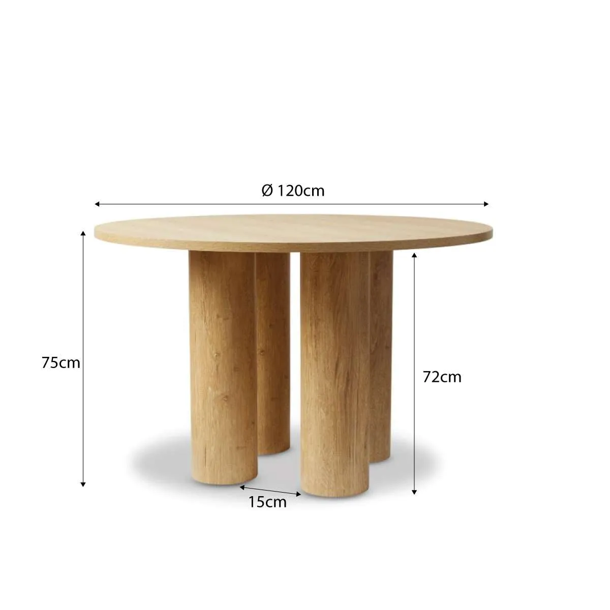 Otis Round Four Seater Dining Table - Natural Mocka