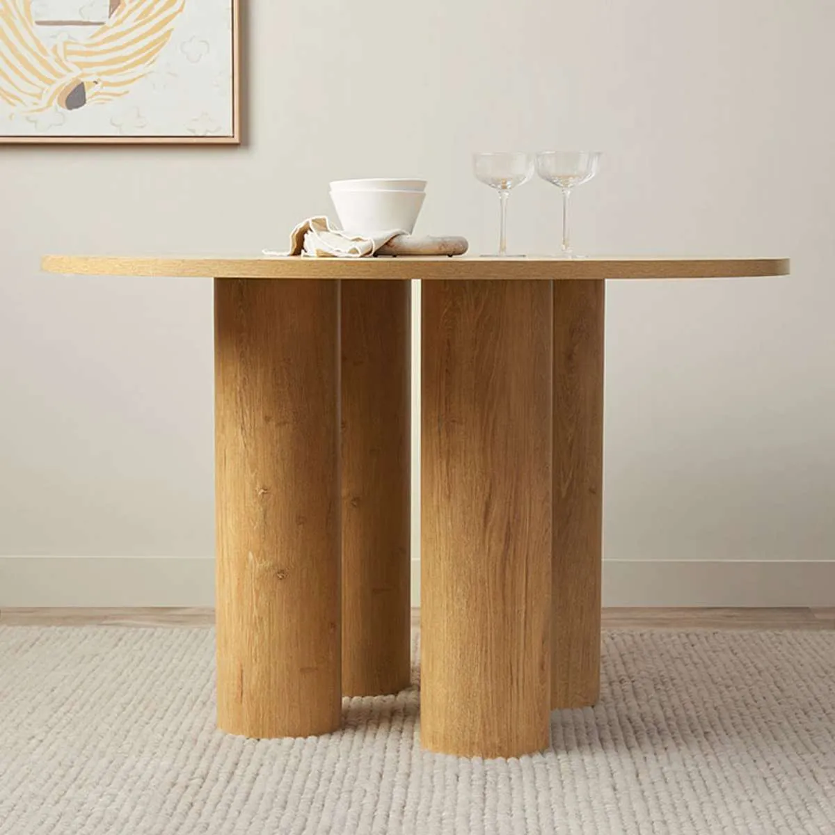 Otis Round Four Seater Dining Table - Natural Mocka