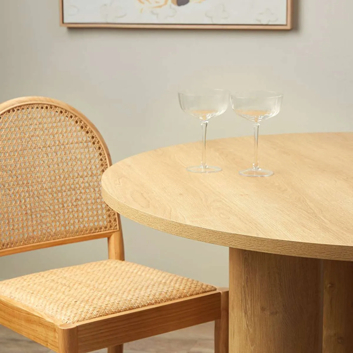 Otis Round Four Seater Dining Table - Natural Mocka