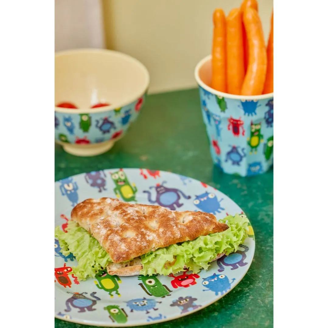 Rice DK Melamine Round Side Plates with Monsters Print