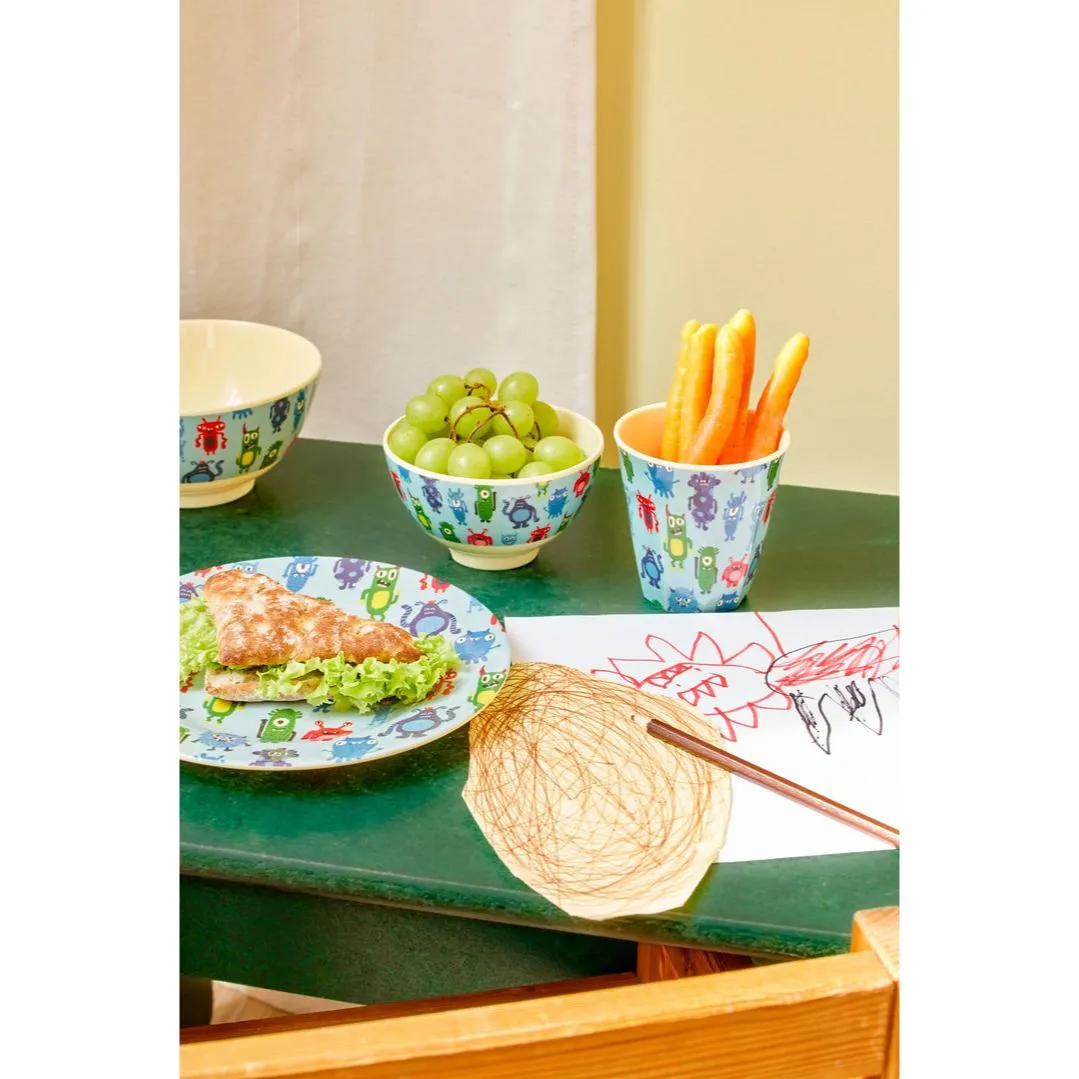 Rice DK Melamine Round Side Plates with Monsters Print