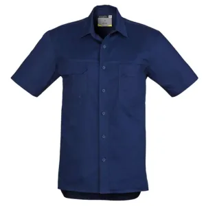 Syzmik Mens Tradie Shirt S/S 100% Cotton Twill 145gsm Blue Ligth Weight L