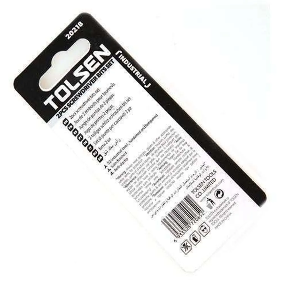Tolsen Screwdriver Bits Set 2pk S2 Anti-Slip PZ2 x 25mm