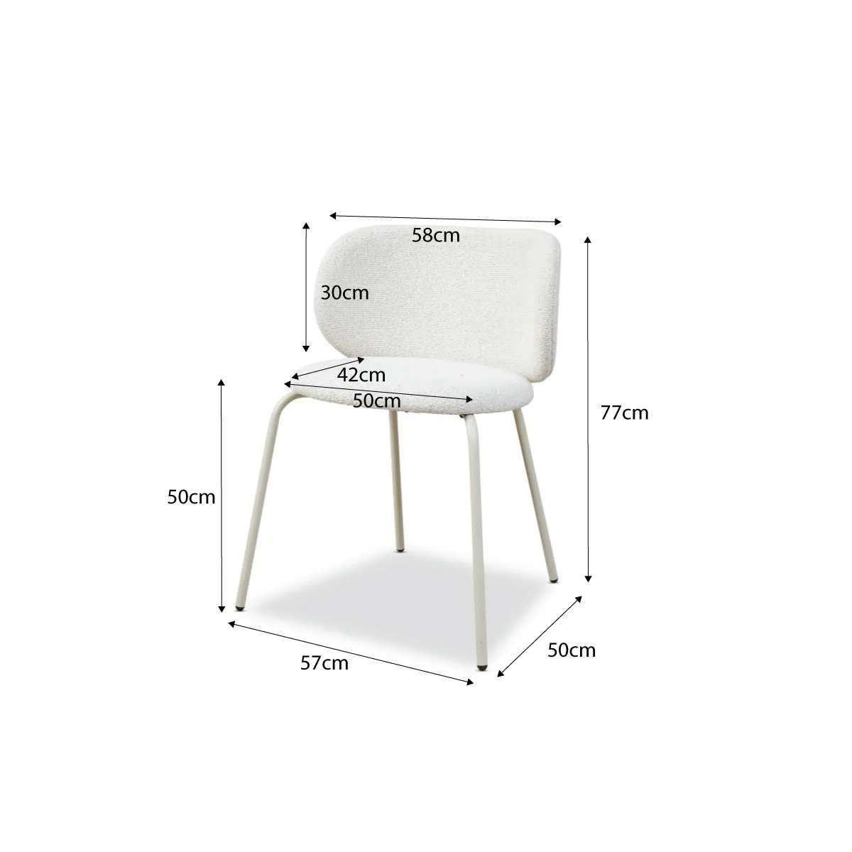 Willa Curved Dining Chair - Set of Two - Cream Mocka