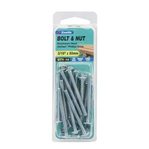 Zenith Bolt & Nut Mush ZP 3/16" x 50mm (14pk)