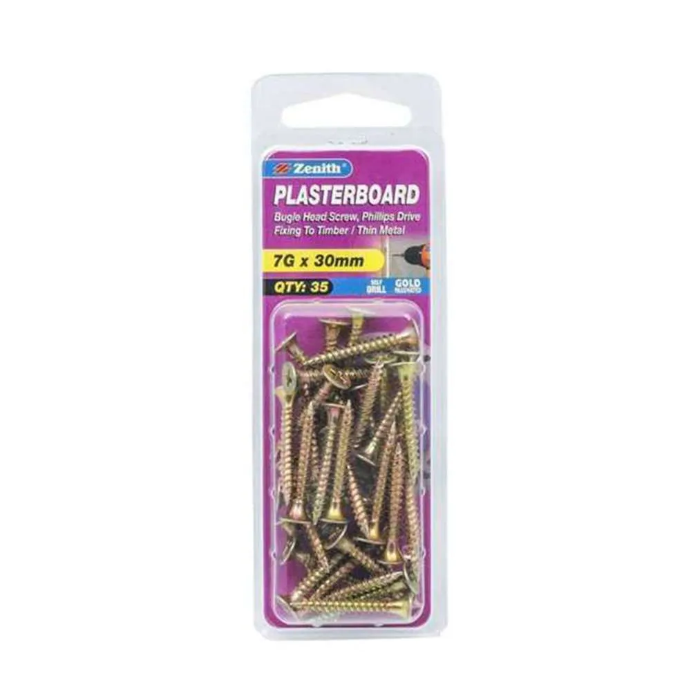 Zenith Plasterboard Screw Bugle 7G x 30mm (35pk)