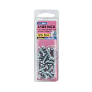 Zenith Self Tap Screw Pan ZP 12G x 18mm (20pk)